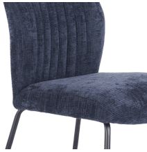 Pack de 2 Sillas Tapizadas en Tela Azul con Patas en Acabado Negro, Asiento y Respaldo Ergonómicos, Medidas 61x47x89 cm