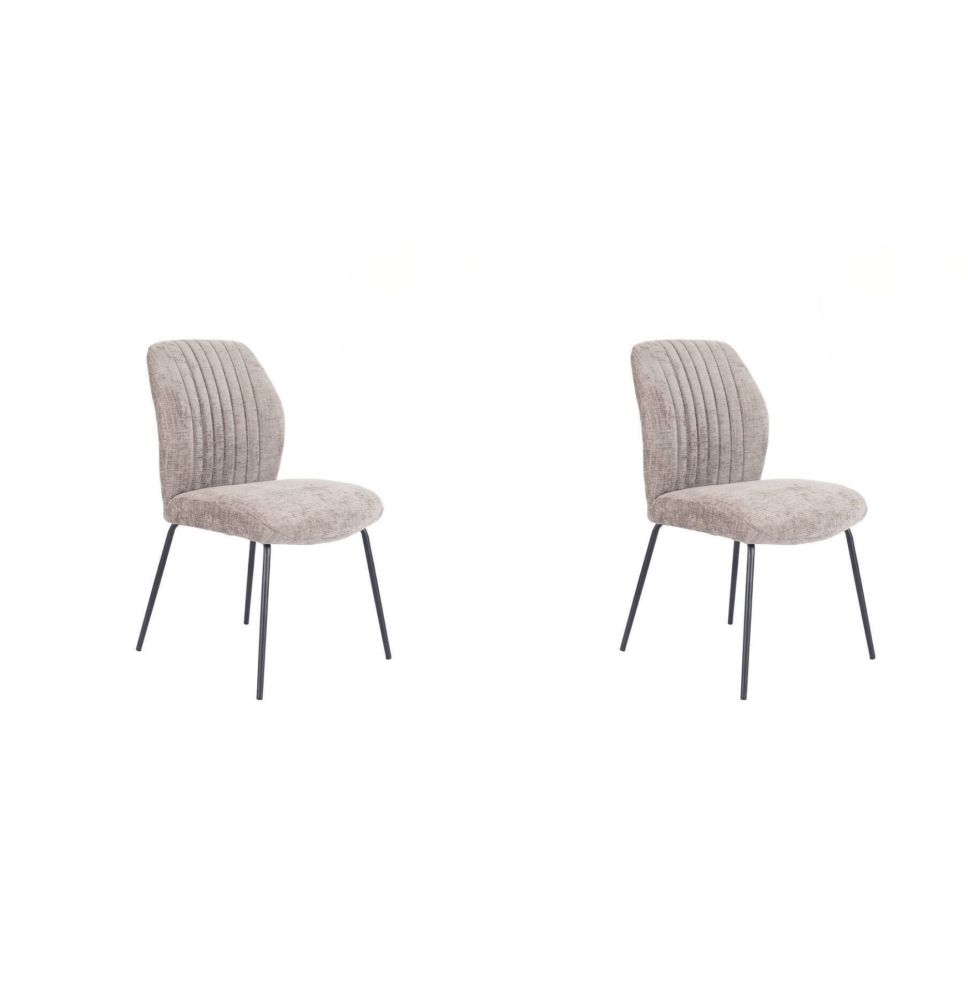 Pack de 2 Sillas Tapizadas en Tela Piedra con Patas en Acabado Negro, Asiento y Respaldo Ergonómicos, Medidas 61x47x89 cm