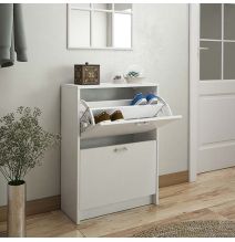 Zapatero Recibidor Blanco – Mueble Auxiliar Estrecho con 2 Puertas | Capacidad 12 Pares | 81,6 x 60 x 25 cm