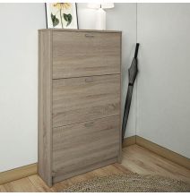 Zapatero Compacto Roble – Mueble con 3 Puertas y Doble Profundidad | MDF con Acabado Melamina | 70 x 25 x 120 cm