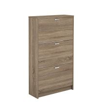 Zapatero Compacto Roble – Mueble con 3 Puertas y Doble Profundidad | MDF con Acabado Melamina | 70 x 25 x 120 cm