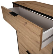 Mueble Zapatero de Entrada – 2 Puertas y 1 Cajón | Color Roble/Pizarra | 110 x 90 x 24,5 cm