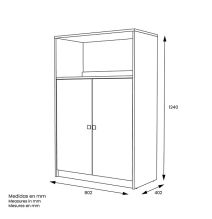 Mueble Auxiliar para Microondas | Color Blanco y Roble | 124 x 80 x 40 cm (alto x ancho x fondo)