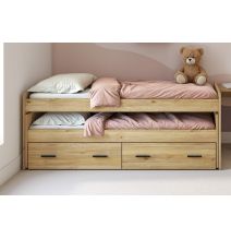 Cama Nido Juvenil Doble con Cajones de Almacenaje – Mauvella y Negro, 202,6 cm Largo x 98 cm Ancho x 72 cm Alto, Primera Calidad