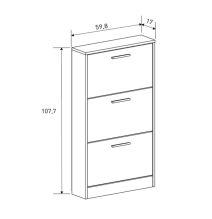 Zapatero 3 Puertas, Zapatero Estrecho, Acabado en Color Mauvella, Medidas: 108 cm (Alto) x 60 cm (Ancho) x 17 cm (Fondo)