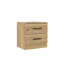 Mesita de Noche 2 cajones, Mesilla de Noche Acabado en Mauvella y Negro, Medidas: 39,6 cm (Lar) x 33,5 cm (Fon) x 43 cm (Al)