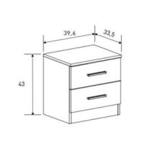 Mesita de Noche 2 cajones, Mesilla de Noche Acabado en Mauvella y Negro, Medidas: 39,6 cm (Lar) x 33,5 cm (Fon) x 43 cm (Al)