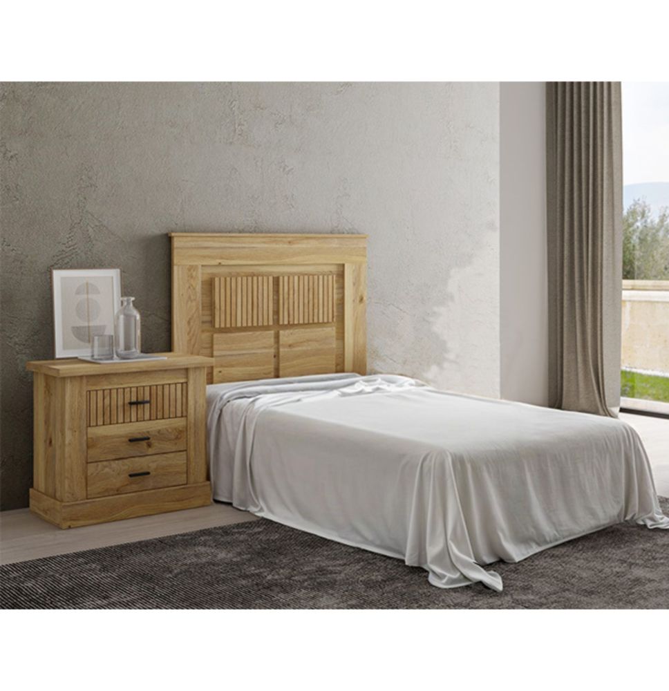 Pack Cabecero de 110 x 120 cm + 2 Mesitas de Noche de 3 Cajones | Dormitorio Completo Infantil | Color Mauvella Rayas