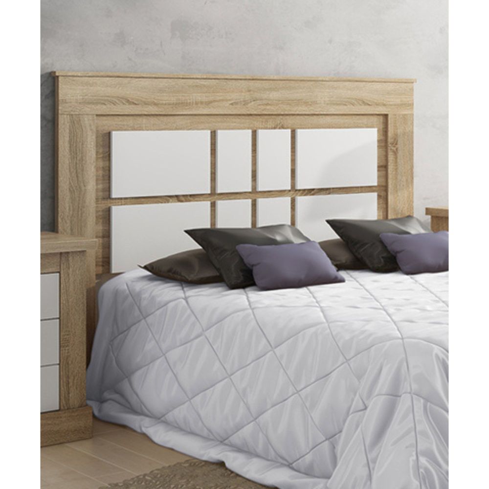 Pack de Dormitorio con Cabecero de 160 x 120 cm + 2 Mesitas de Noche + Cómoda | Color Cambria y Blanco