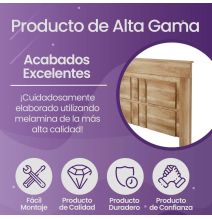 Pack de Dormitorio con Cabecero de 160 x 120 cm + 2 Mesitas de Noche + Cómoda | Color Cañón