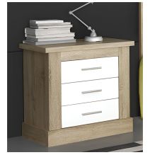 Pack de Dormitorio con Cabecero de 160 x 120 cm + 2 Mesitas de Noche + Sinfonier | Color Cambria y Blanco